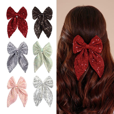 Radhu & Kabby Fancy Hair Bow Clip | Bow Style Ribbon Bow Clip | Hair Accessory with Alligator Clip | Suitable for Girls/Women of All Age Group | Goes Well With All Attire | 6 Pcs
