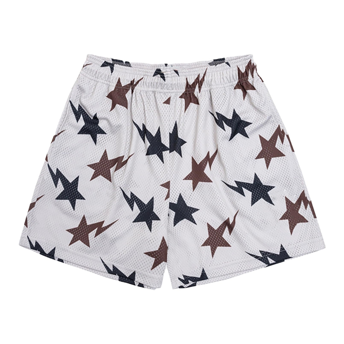BOOMLEMON Mens Mesh Graphic Print Shorts Casual Workout Cool Shorts Gym Basketball Running Short Pants(Star White Coffee M)
