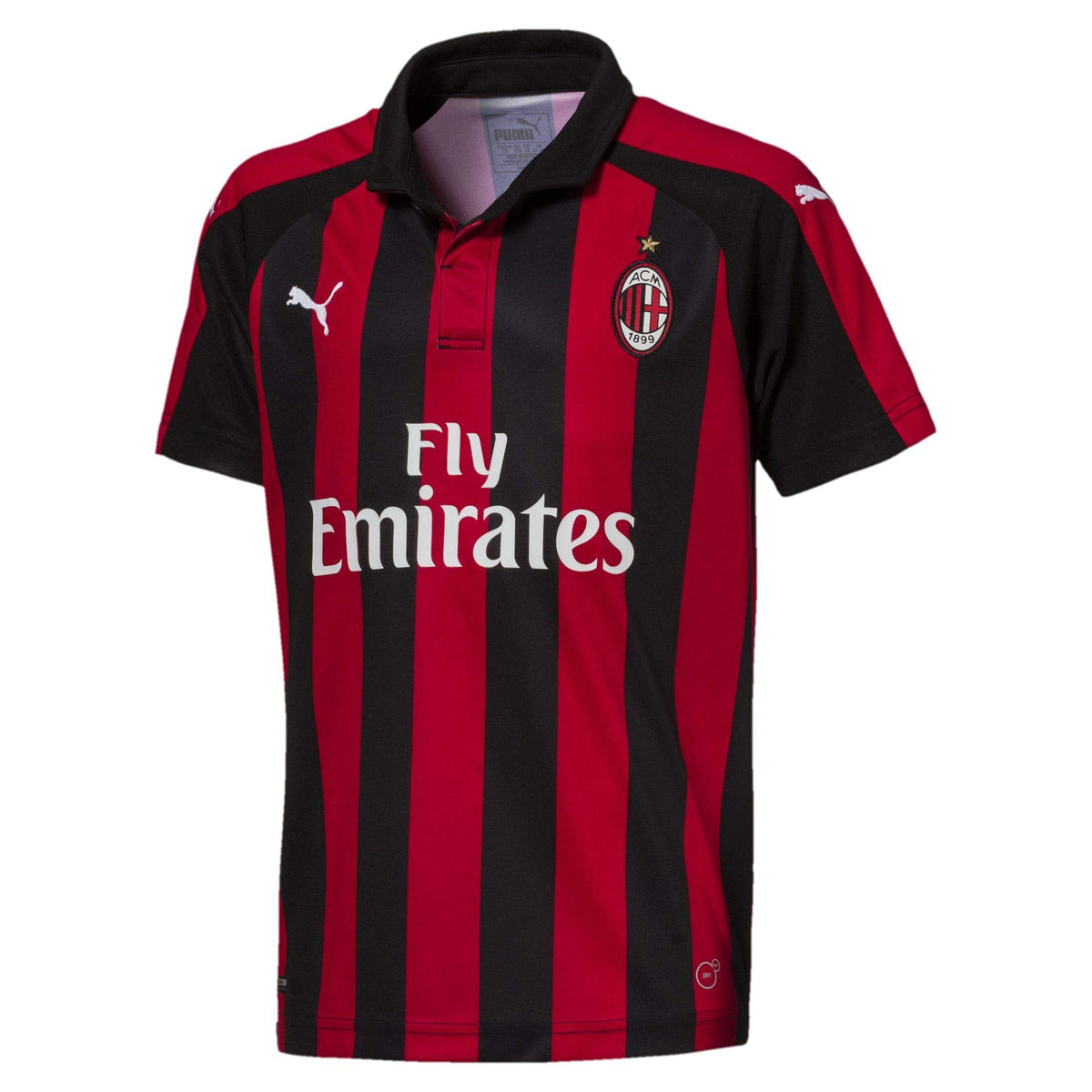 PUMA AC Milan HOME Replica SS KIDS with Sponsor Logo T-Shirt - Tango Red/Black, Size 152