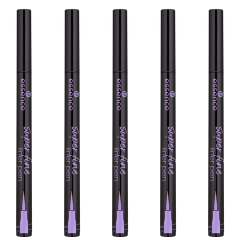 essence | Superfine Liner Pen (Pack of 5) | Ultra-fine Brush Tip for Precise Eyeliner| Longlasting, Deep Black Color | Vegan, Cruelty Free & Paraben Free
