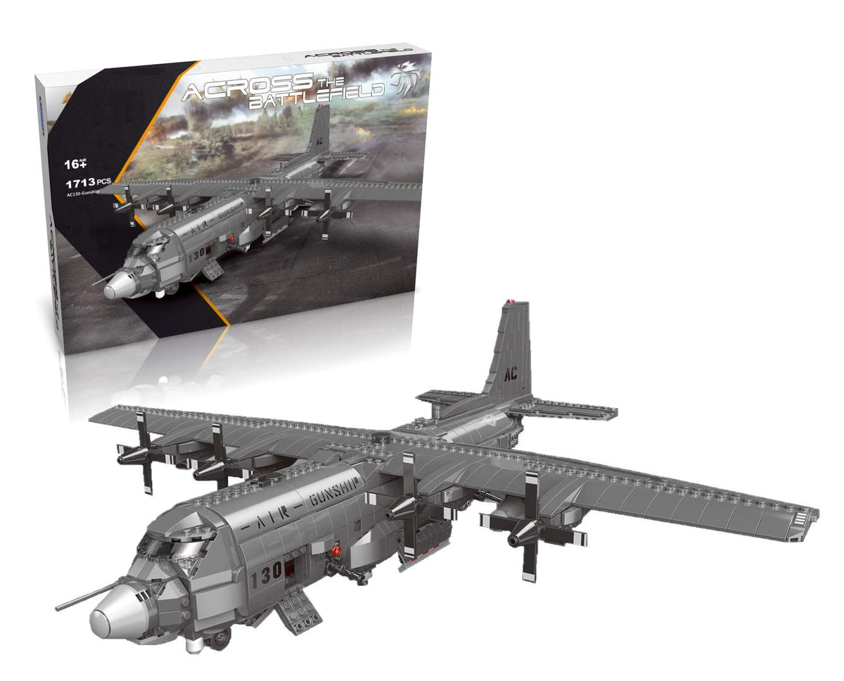 QPZ AC130 Gunship Airplane Model Kits, C130 / C 130 Hercules Military War Plane (1713 PCS) Planes and Jets Building Blocks Sets Compatible