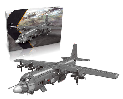 QPZ AC130 Gunship Airplane Model Kits, C130 / C 130 Hercules Military War Plane (1713 PCS) Planes and Jets Building Blocks Sets Compatible