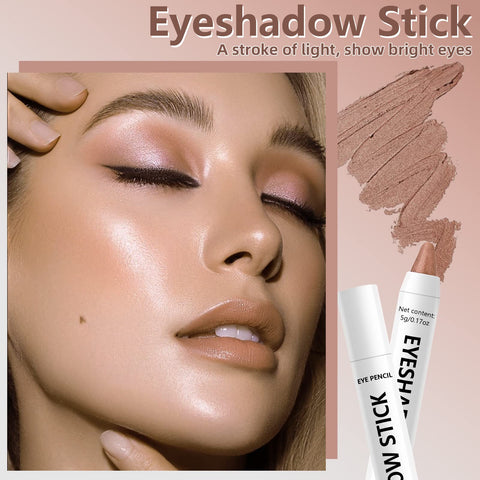 HOSAILY 4 Colors Cream Eyeshadow Stick, Eye Brightener Stick Eyeshadow Pencil Crayon, Glitter Shimmer Creamy Long Lasting Highlighter Eye Shadow Stick Set for Eye Makeup