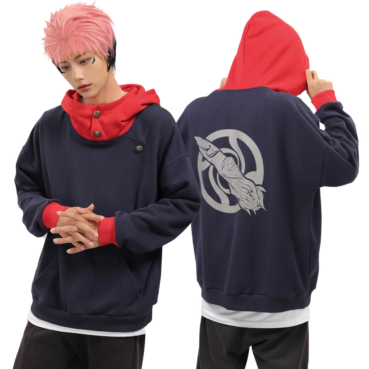 C-ZOFEK Yuji Hoodie US Size Anime Cosplay Costume Hooded Pullover Sweatshirt Unisex (X-Large) Blue