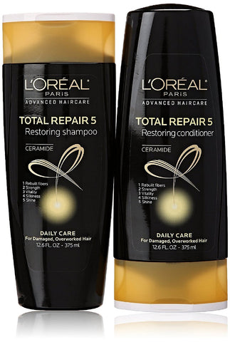 L'Oreal Total Repair 5 Shampoo and Conditioner 12.6 Ounce Each Packaging May Vary