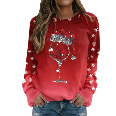 Christmas Jumper Women's Jumper Christmas Sweatshirt Christmas Jumper Crew Neck Long Sleeve Elegant Women Girls Jumper Blouse Tops Spring Casual Costume Gift Christmas Sweat Tops, Red-d, L