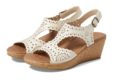 Skechers Women's Beverlee-Easy to Adore Wedge Sandal, Off White, 9