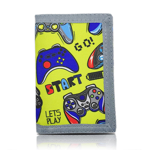 JONYEE RFID Trifold Canvas Outdoor Sports Wallet for Kids,Front Pocket Wallet with Magic Sticker, Kids Wallets for Boys -Boy 03