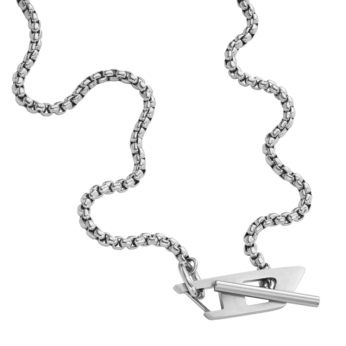 Diesel Men's Logo Silver Stainless Steel Chain Necklace (Model: DX1477040)