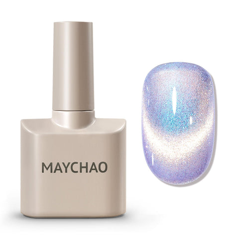 MAYCHAO 15ML Cat Eye Gel Nail Polish 1Pc Aurora Mermaid 04 Gel Polish with Magnet Soak off Holographic Magnetic Nail Polish for Nail Art Manicure Salon DIY at Home