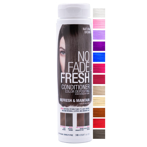 NO FADE FRESH Natural Brown Color Depositing Conditioner - Semi Permanent Hair Color with BondHeal Bond Rebuilder - Brown Hair Dye - Deep Conditioner Hair Mask 6.4 oz