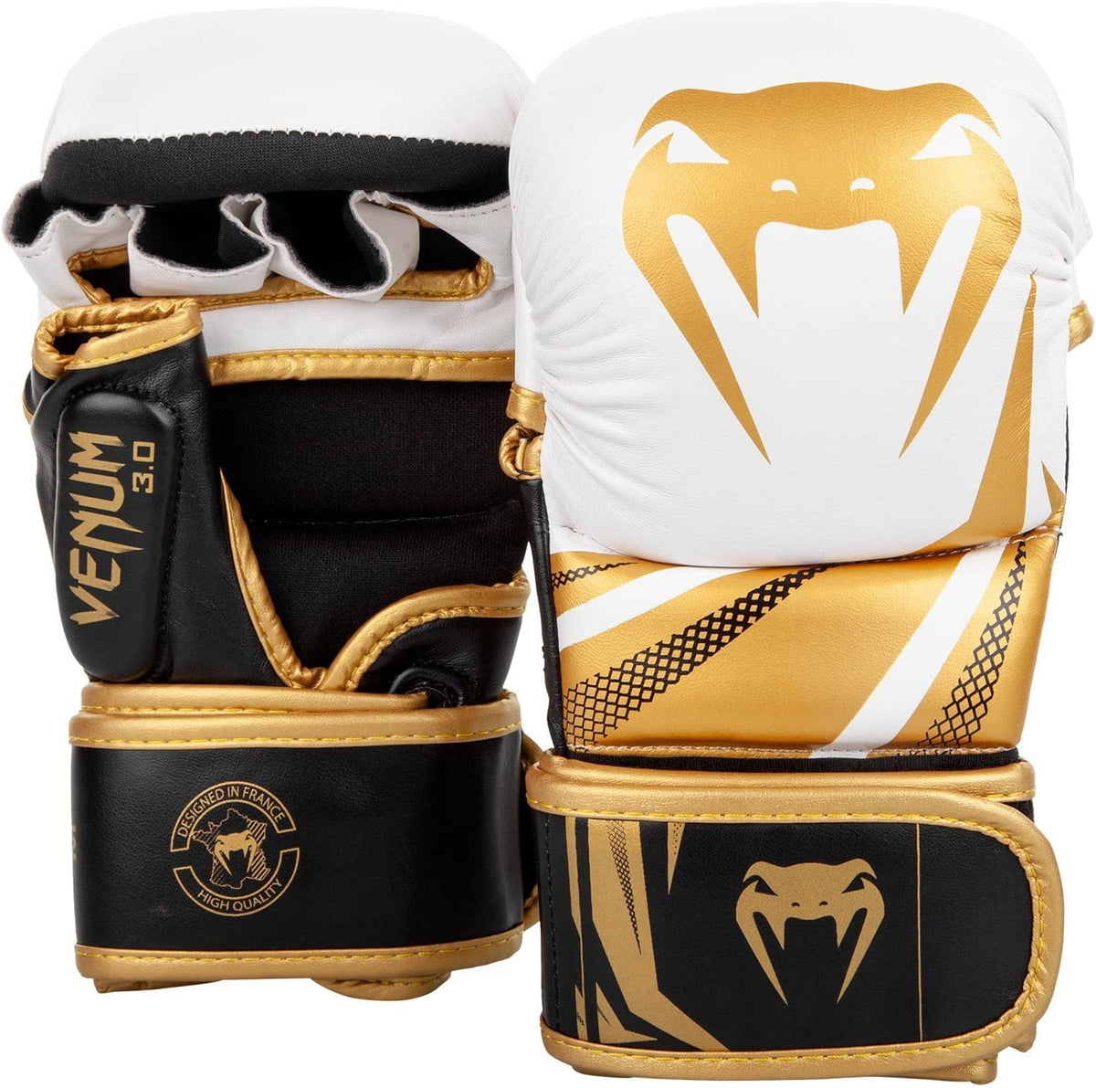 Venum, Challenger 3.0 Sparring Gloves, Unisex Adult, M, White/Black/Gold