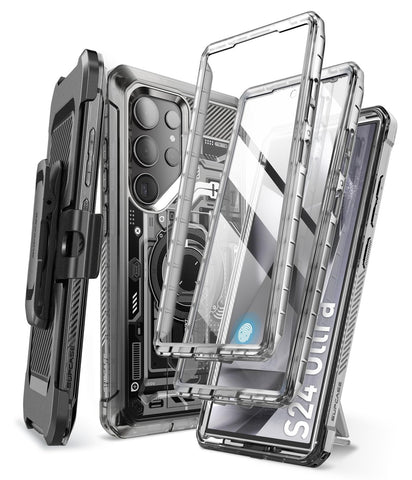 SUPCASE for Samsung Galaxy S24 Ultra Case with Stand, [Unicorn Beetle Pro] [2 Front Frames] [Built-in Screen Protector & Belt-Clip] Military-Grade Protection Phone Case for S24 Ultra, FrostBlack
