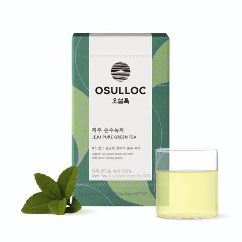 OSULLOC Pure Green Tea (Mild, Clean tasting Aroma), Premium Blended Tea from Jeju, Tea Bag Series 20 count, 1.06 oz, 30g