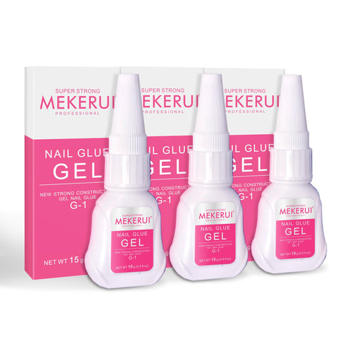 Mekerui Super Strong Nail Glue Gel (15g) for Press on Nails,Drip and Clog Proof,7S Quickly Dry Without UV Light,Long-Lasting 30+Days,Waterproof Beauty Secret Professional Salon Quality