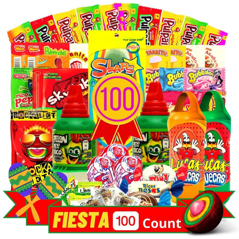 Las Posadas Mexican Candy Assortment - 100 PCs - Spicy, Sweet, Sour Dulces Mexicanos Assortment Pack - Mexican Snacks for Kids and Adults (Fiesta Pack)