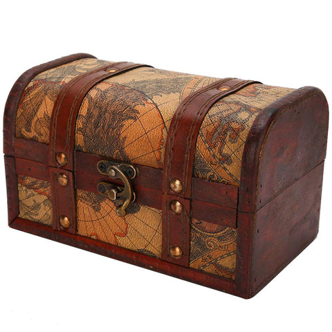 Serlium Treasure Chest Box with Lock, Pirate Treasure Chest with Lock Decorative Storage Boxes Treasure Box Keepsake Box(#2)