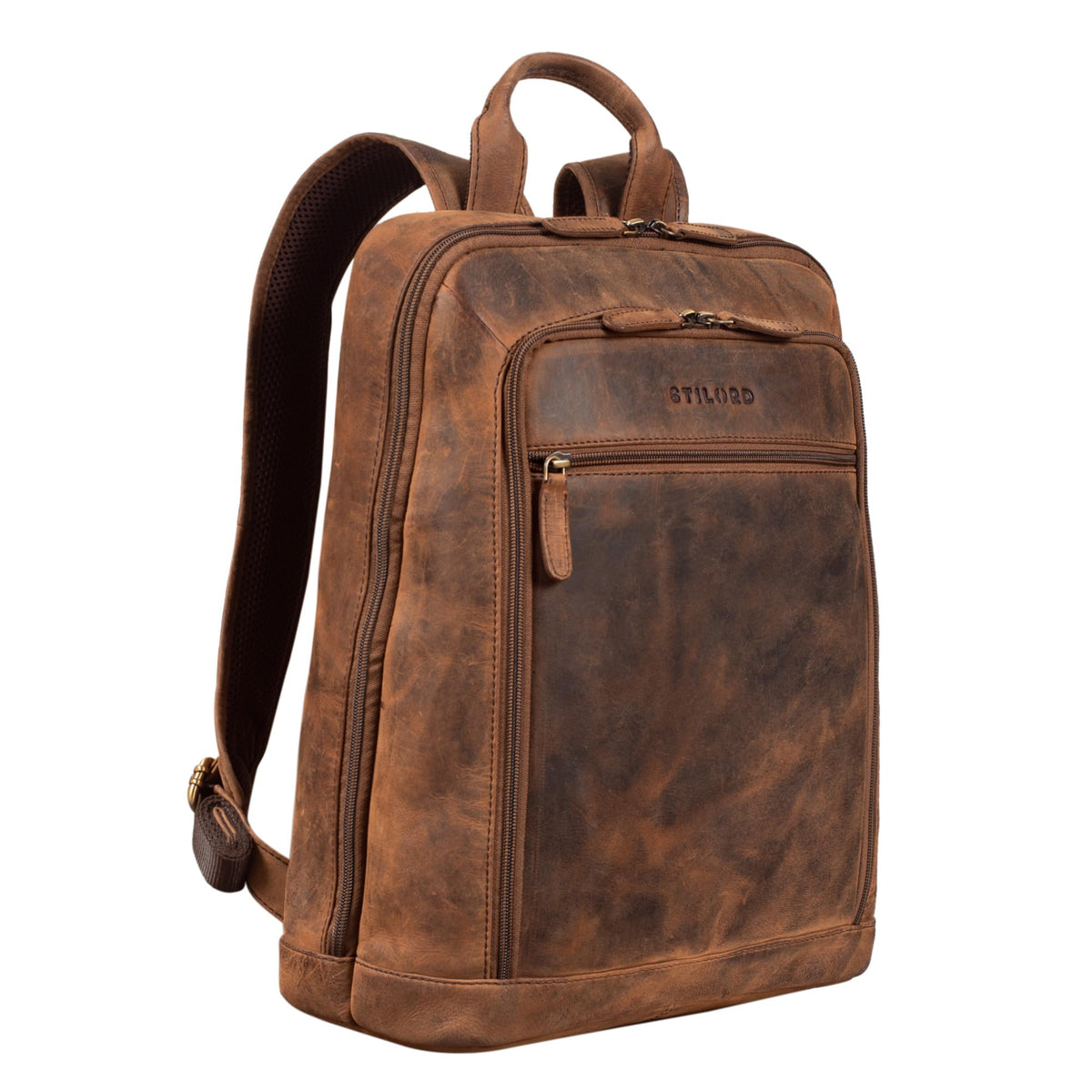 STILORD "Watson Laptop Backpack 15.6 inch Leather Daypack Large Vintage Rucksack Bag Business Backpack Office Bags XL in Genuine Leather