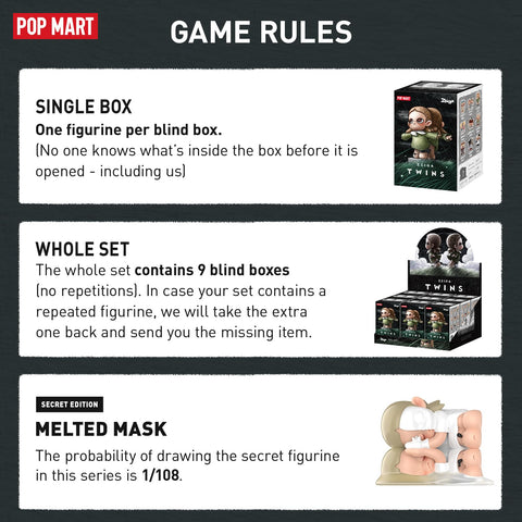 POP MART Zsiga Twins Series Blind Box Figures, Random Design Mystery Toys for Modern Home Decorations Indoor, Collectible Toy Set for Desk Accessories, Single Box