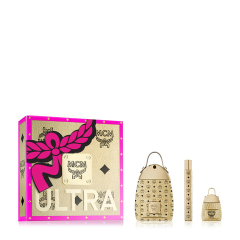 MCM ULTRA Eau de Parfum 3 Piece Gift Set - Perfume Spray 2.5 Fl. Oz., Travel Spray 0.34 Fl. Oz., and Mini Spray 0.23 Fl. Oz. - (Packaging May Vary - New Look. Same Product.)