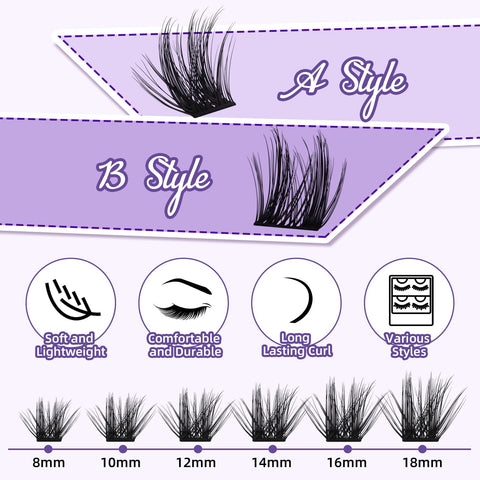 Lash Extension Kit B&Q 144 Pcs Eyelash Extension Kit Natural Look Lashes Extension Kit with Waterproof Lash Bond and Seal and Applicator Tool DIY Lash Extension Kit at Home (Kit,01-8-18mix)
