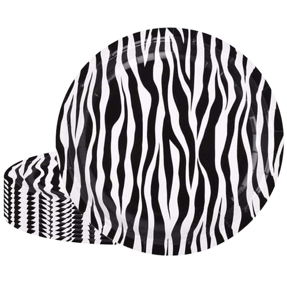 16Pcs Zebra Print Party Paper Plates 7" Jungle Animals Round Dinner Plates Zebra Texture Theme Party Plates for Baby Shower Kids Jungle Safari Zoo Animal Theme Birthday Party Decorations