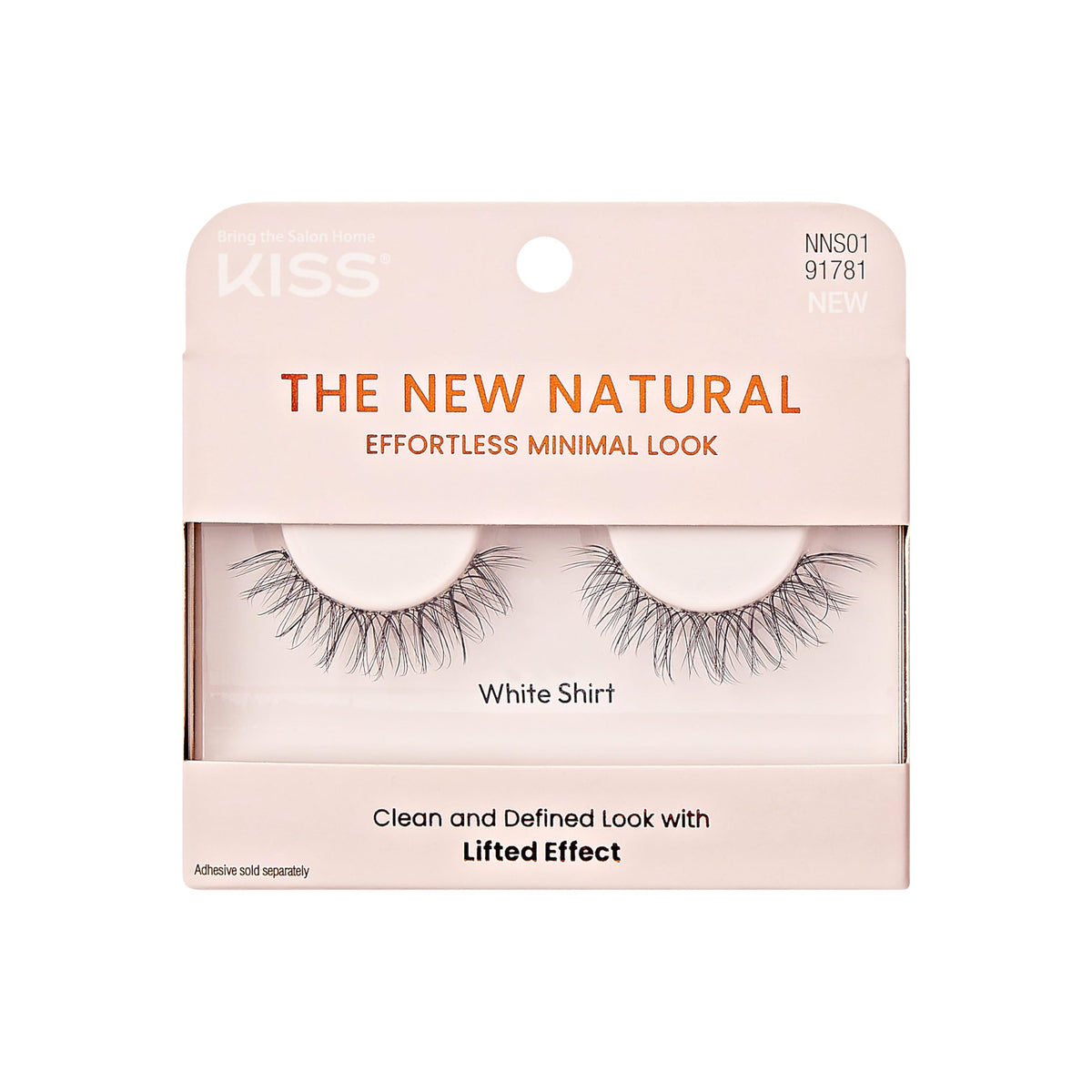 KISS The New Natural, False Eyelashes, White Shirt', 12 mm, Includes 1 Pair Of Lash, Contact Lens Friendly, Easy to Apply, Reusable Strip Lashes