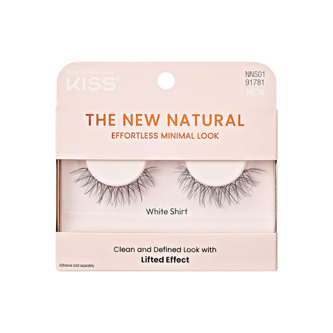 KISS The New Natural, False Eyelashes, White Shirt', 12 mm, Includes 1 Pair Of Lash, Contact Lens Friendly, Easy to Apply, Reusable Strip Lashes