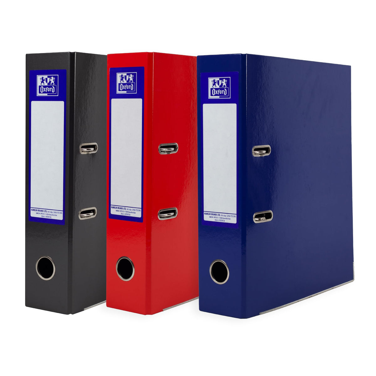 Oxford A4 Lever Arch File, Assorted Colours, Pack of 3