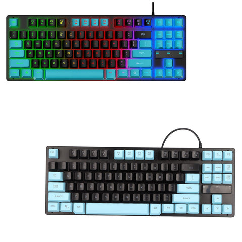 Hilitand Mechanical Gaming Keyboard, RGB LED Backlit Gaming Keyboard, Wired Ergonomic Computer Keyboard with 87 Keys, for PC Gamer Desktop Laptop(Dark Blue)
