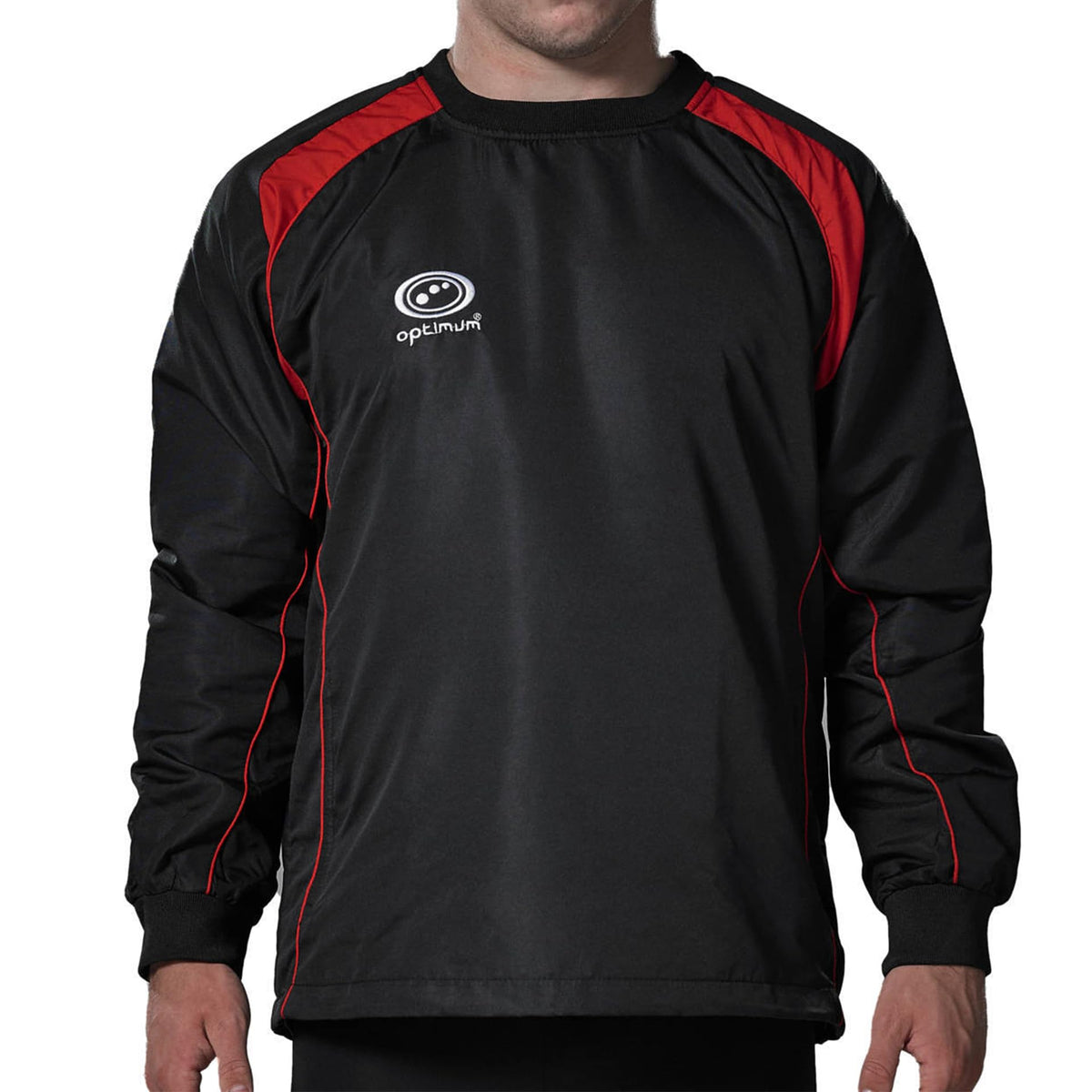 Top Training Contact Men's & Boys' Windbreaker: Waterproof, Insulated Sportswear for Football, Rugby, Sport - Long Sleeve, Elastic Cuffs, Warm Pullover Jacket for Running, Hiking - Black/Red, Large