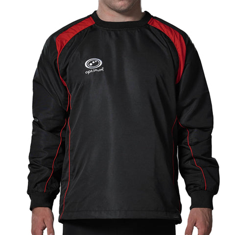 Top Training Contact Men's & Boys' Windbreaker: Waterproof, Insulated Sportswear for Football, Rugby, Sport - Long Sleeve, Elastic Cuffs, Warm Pullover Jacket for Running, Hiking - Black/Red, Large