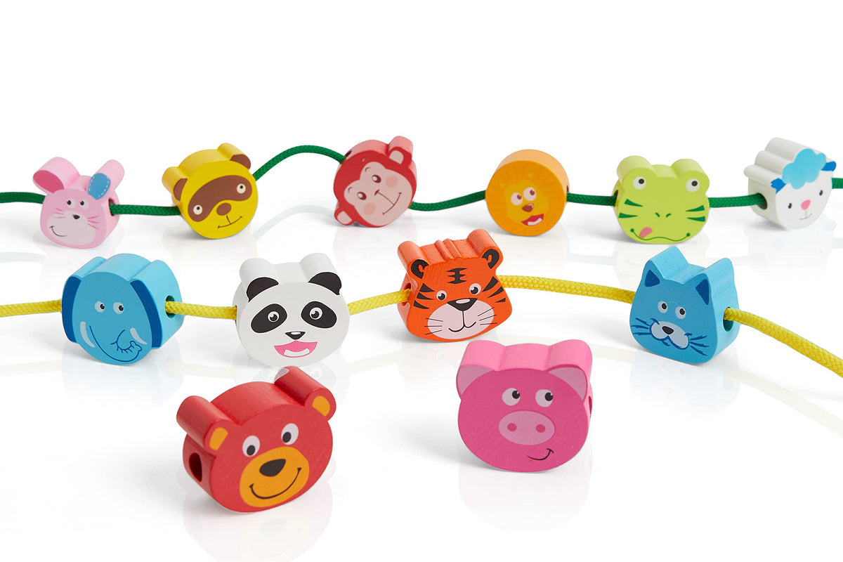 Wooden Lacing Beads Animal Eductation Toy Age 3 4 5 Learning Threading Beehive Toys