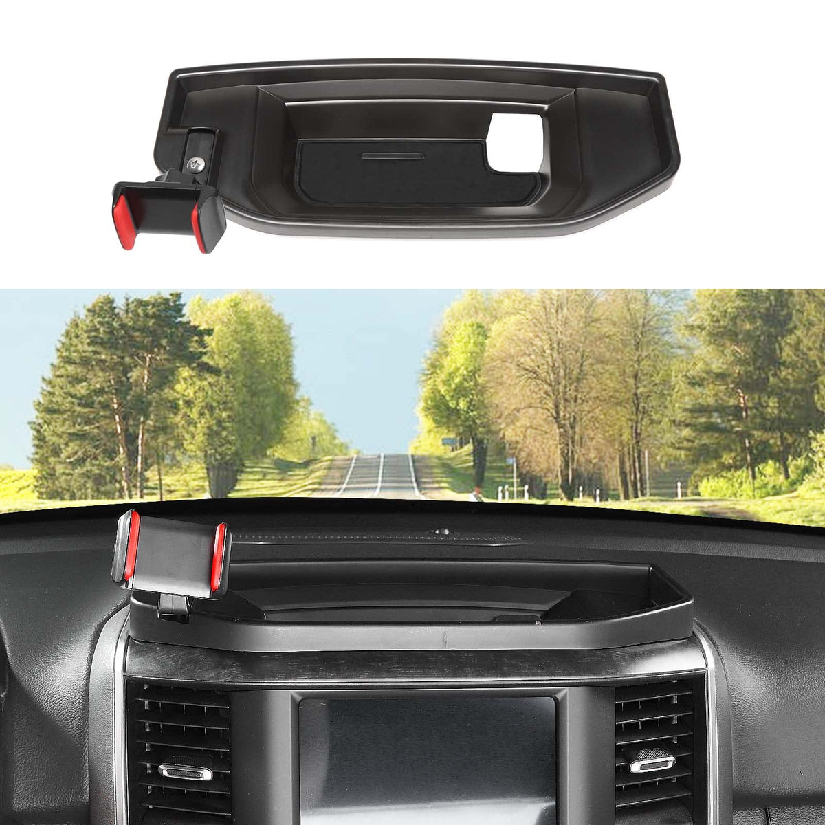 Jimen Console Tray Phone Holder Compatible with 2018-2023 Dodge Ram with 8.4 Inch Touch Screen