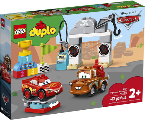 LEGO DUPLO Disney and Pixar Cars Lightning McQueen's Race Day 10924 Toddler Toy with Lightning McQueen and Mater; Great Gift for Kids Who Love Race Car Toys and Tow Trucks, New 2020 (42 Pieces)