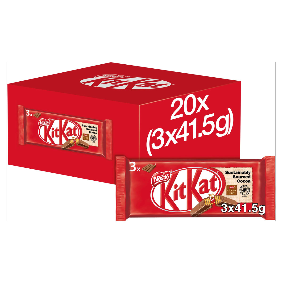 NestlÃƒÆ’Ã†â€™Ãƒâ€ Ã¢â‚¬â„¢ÃƒÆ’Ã¢â‚¬Â ÃƒÂ¢Ã¢â€šÂ¬Ã¢â€žÂ¢ÃƒÆ’Ã†â€™ÃƒÂ¢Ã¢â€šÂ¬Ã…Â¡ÃƒÆ’Ã¢â‚¬Å¡Ãƒâ€šÃ‚Â© Kit Kat 4 Finger Milk Chocolate Bar Multipacks, 20 Pack of 3 x 41.5 g, (Total 60 Bars)