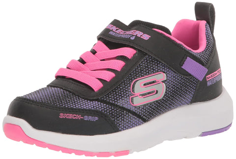 Skechers Kids Girls Dynamic Tread-Journey Time Sneaker, Black/Hot Pink, 1 Little Kid