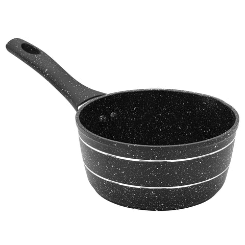 Royalford Milk Pan, 14 Cm Small Multipurpose Saucepan - Non-Stick Granite Coating Soup Pot Milk Pan, Easy to Clean, Induction Sauce Pot with Pour Spout, Black