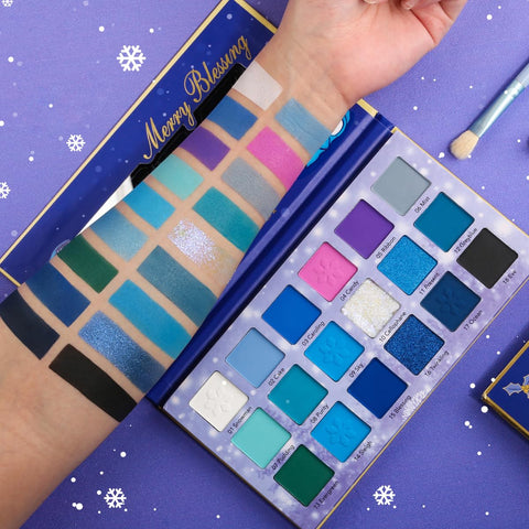 oygcee Blue Purple Eyeshadow Palette,18 Color Matte Shimmer Glitter Eyeshadows Makeup Palettes,Highly Pigmented Waterproof Blue Teal Cool Tone Christmas Eyeshadow Makeup Pallet for Girl