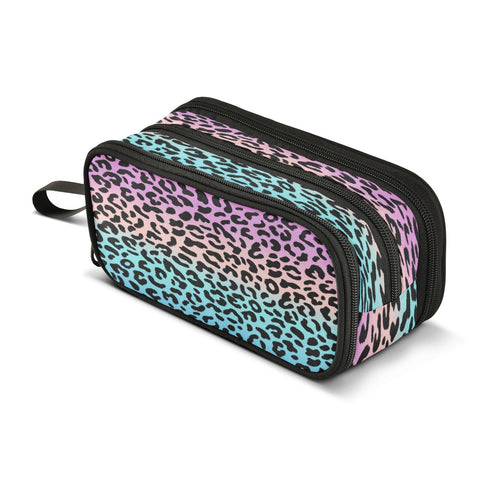 ALAZA Blue Leopard Print Pen Pencil Case Pen Holder Boxes Pouch Case Bag for Office Student
