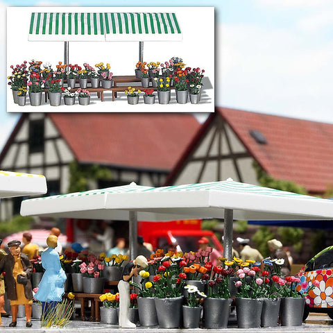 Busch 1072 Flower Market Stand HO Structure Scale Model Structure