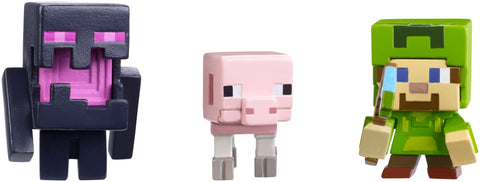Mattel Minecraft Halloween Series Action Figure (3 Pack) - Steve with Hoodie, Skeleton Pig & Endereal