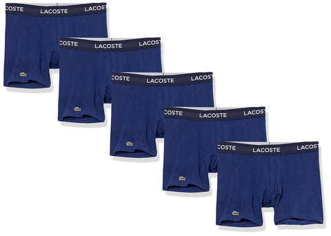 Lacoste Mens 5-pack Regular Fit Boxer Briefs, Methylene, X-Large