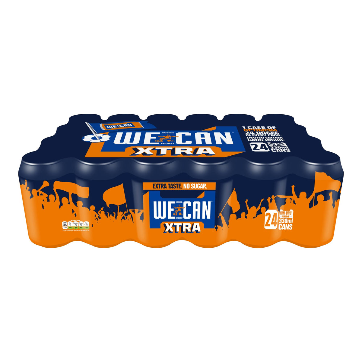 IRN-BRU XTRA, 24 Pack Zero No Sugar & Low Calorie Fizzy Drinks Multipack Cans with XTRA Taste - 24 x 330ml Cans