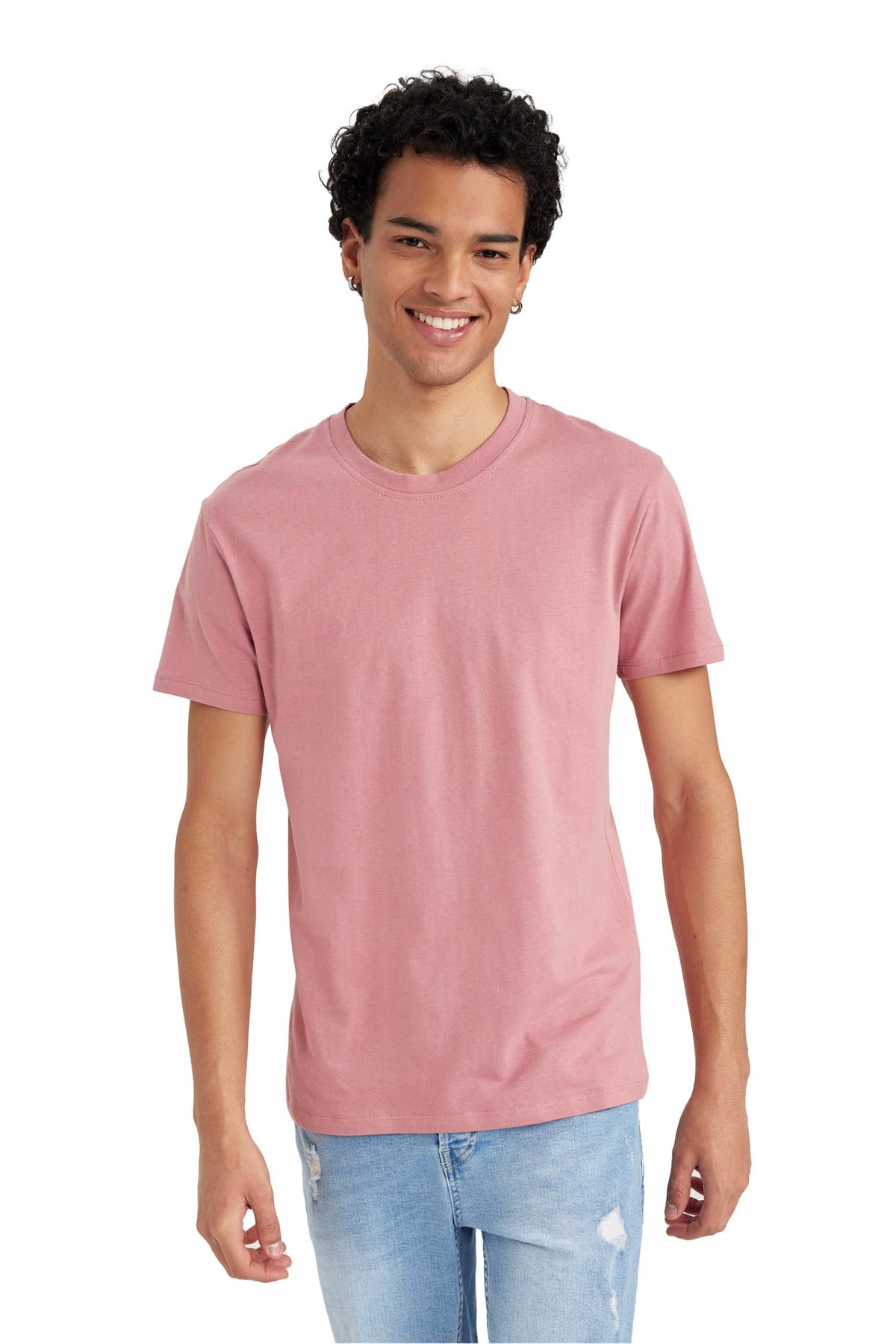 DeFacto Men's B0653ax T-Shirt, Rose, L