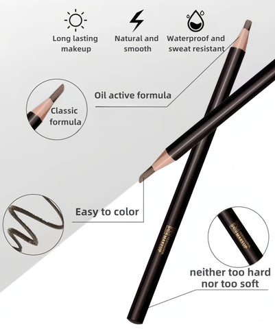 BERYLSHARY waterproof pull eyebrow pencil, 12 pieces, dark brown, light brown, black, sweat resistant, long-lasting and non discoloring, essential for beginners (12 PCS BLACK)