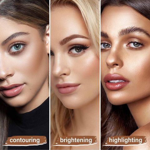 Boobeen 6 Colors Cream Contour Makeup Palette, Highlighter and Bronzer Palette Powder Kit with Mirror&Brush, Waterproof Concealer for Women