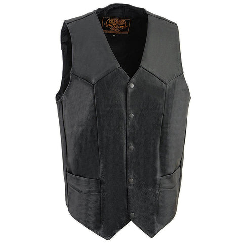 Milwaukee Leather SH1310-BLK-52 Men's Classic Snap Front Biker Vest (Black, Size 52)