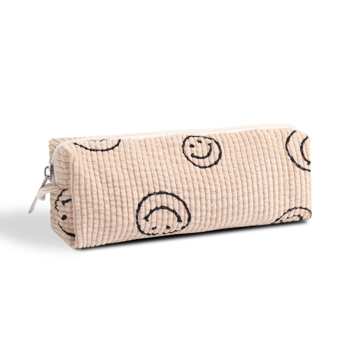 Smile Pencil Pen Case Office Large Storage High Capacity Bag Pouch Holder Box Organizer Makeup Pouch Bag Cosmetic Bag (Khaki)