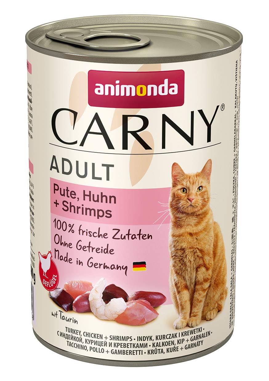 animonda Carny Adult cat food, wet food for adult cats, turkey, chicken + shrimp, 6 x 400g